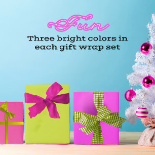 Feuille De Papier Cadeau Maximaliste Solide Fuchsia Vert brillant rose chau