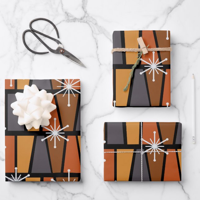 Feuille De Papier Cadeau MCM géométrique Abstrait Burnt Orange (Recto)