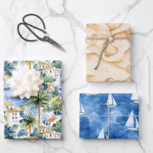 Feuille De Papier Cadeau Mediterranean Hearts Sand Fête de Mariage