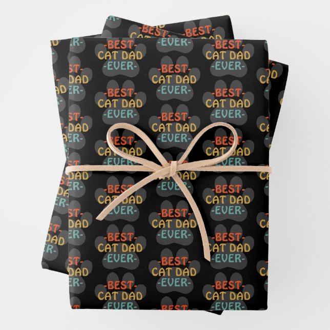 Feuille De Papier Cadeau Meilleur père de chat jamais (En situation)