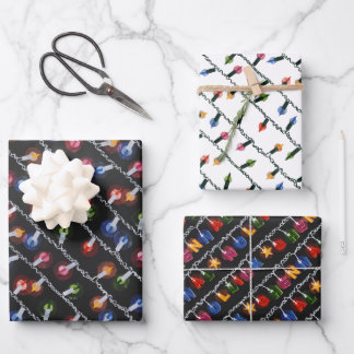 Feuille De Papier Cadeau Mélange de Noël - lumières de Noël