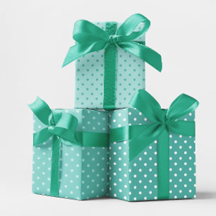 Feuille De Papier Cadeau Mélange de points de Polka Pastel Turquoise blanc 