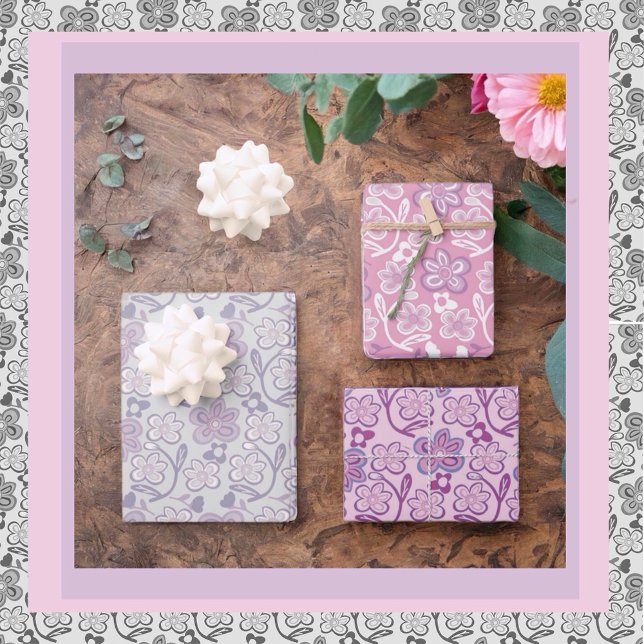 Feuille De Papier Cadeau Mélanger le style floral spécial (Créateur téléchargé)
