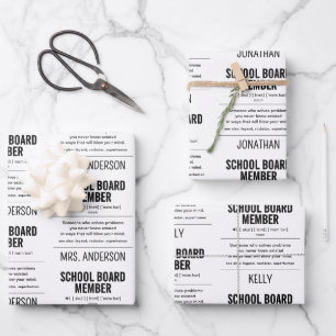 Feuille De Papier Cadeau Membre du conseil scolaire personnalisé Amusant