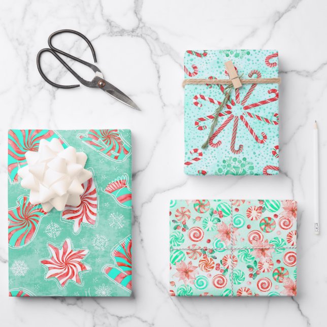 Feuille De Papier Cadeau Menthe de Noël (Recto)
