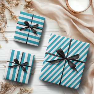 Feuille De Papier Cadeau Mer Classique vintage ​ ​ Bandes Vertes & Blanches