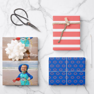 Feuille De Papier Cadeau Mer et salutations Costal Blue Coral Photo