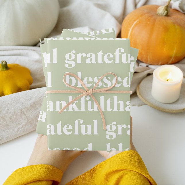 Feuille De Papier Cadeau Merci gracieux béni | Citation d'action de grâces (Créateur téléchargé)