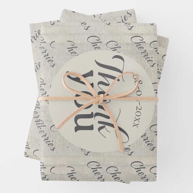 Feuille De Papier Cadeau Merci texture de fond de texte de script moderne (En situation)