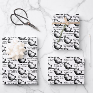 Feuille De Papier Cadeau Mère de chat, je ne suis que peau et os pour l'ama