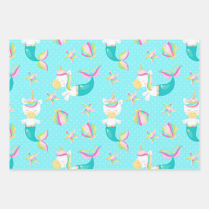 Feuille De Papier Cadeau Mermaid Unicorn Kid's