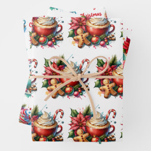 Feuille De Papier Cadeau Merry Christmas Hot Cocoa and Cookies