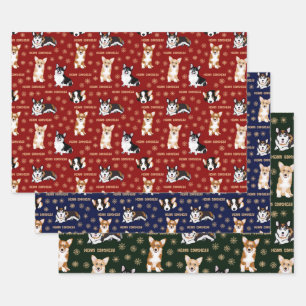 Feuille De Papier Cadeau Merry Corgmess Text - Christmas Corgi motifs