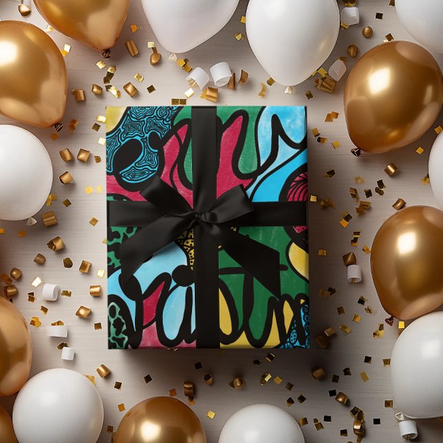 FEUILLE DE PAPIER CADEAU MERRY NOËL NEUROGRAPHIQUE & NOIR LIGNE (Créateur téléchargé)