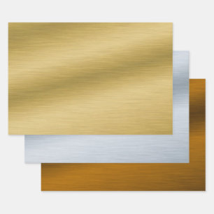 Feuille De Papier Cadeau Métal brossé Faux - Bronze d'argent d'or