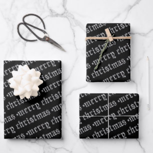 Feuille De Papier Cadeau Métal Lourd Gothique Éclaté Joyeux Noël