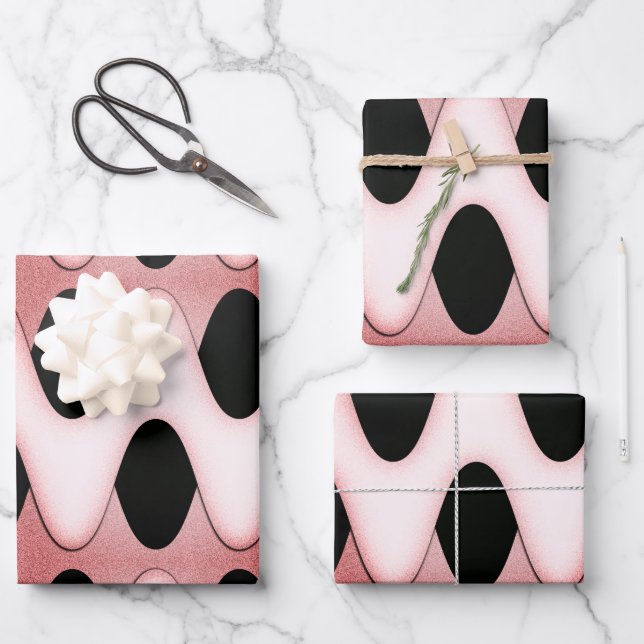 Feuille De Papier Cadeau Métissant des vagues rose orientale (Recto)