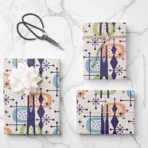 Feuille De Papier Cadeau Mi-siècle moderne âge atomique Motif Abstrait