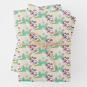 Feuille De Papier Cadeau Mickey et Minnie classiques   Neige