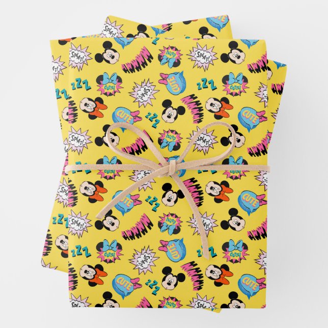 Feuille De Papier Cadeau Mickey & Minnie | Super Hero Pop Motif (En situation)