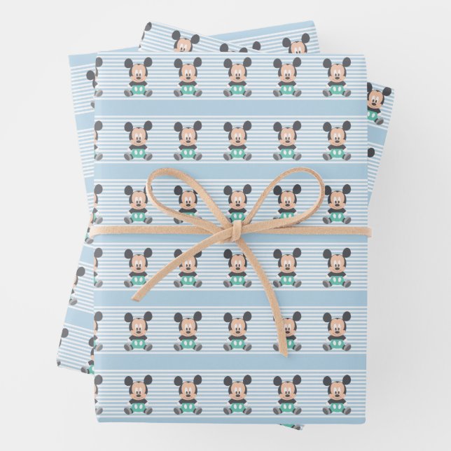 Feuille De Papier Cadeau Mickey Mouse | Baby Mickey - Ajouter Votre Nom (En situation)