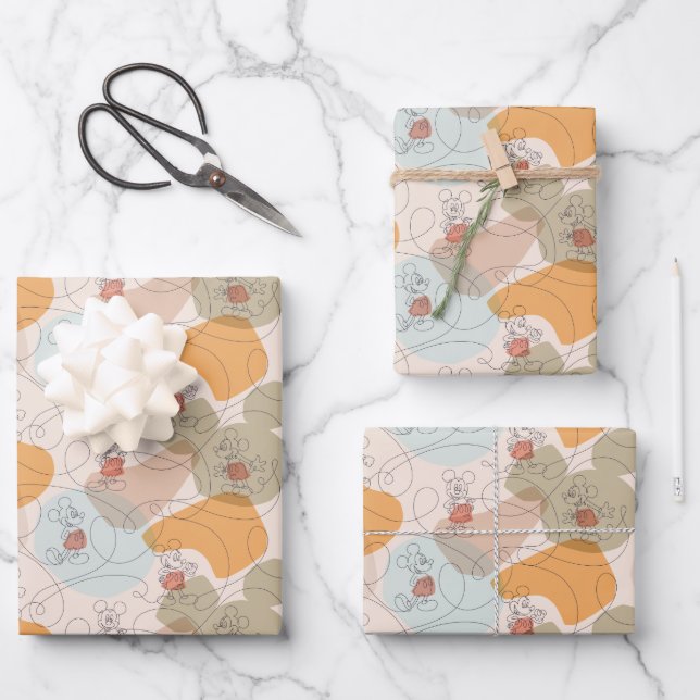 Feuille De Papier Cadeau Mickey Mouse Continuous Line Pattern (Recto)