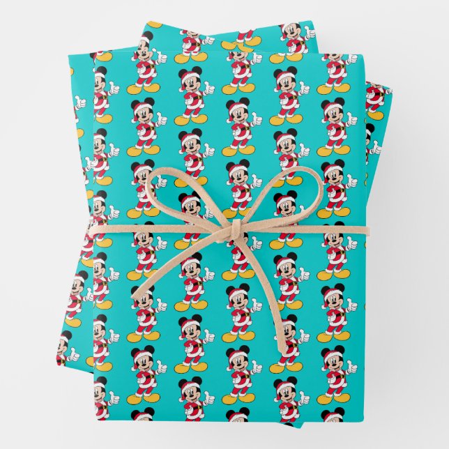 Feuille De Papier Cadeau Mickey Mouse | Équipement du Père Noël (En situation)