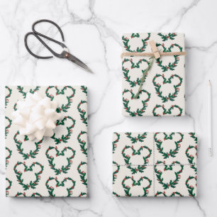Feuille De Papier Cadeau Mickey Mouse Holiday Wreath