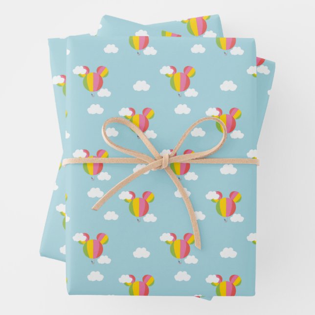 Feuille De Papier Cadeau Mickey Mouse Hot Air Balloon Motif (En situation)