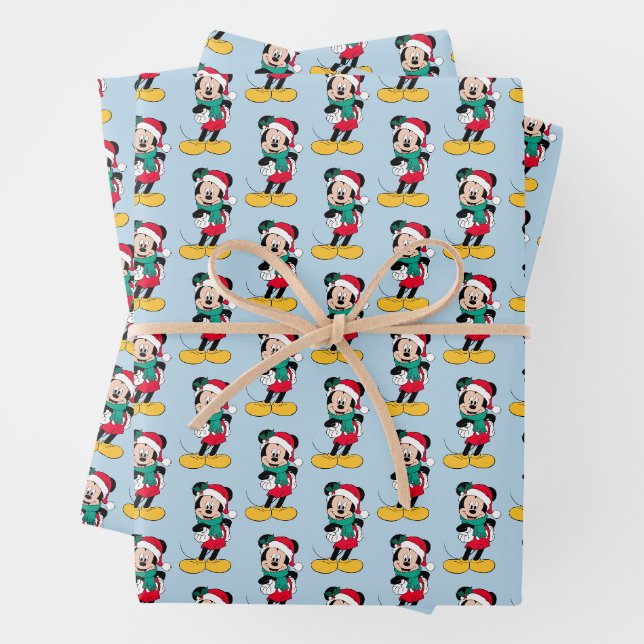 Feuille De Papier Cadeau Mickey Mouse | Tenue hivernale (En situation)