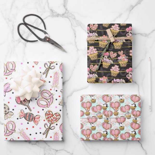 Feuille De Papier Cadeau mignon amour valentine's day motif (Recto)