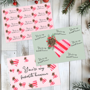 Feuille De Papier Cadeau Mignon Vous êtes mon humain préféré Noël rose