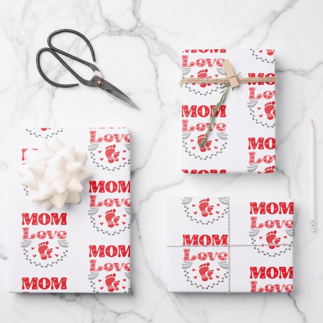 Feuille De Papier Cadeau Mignonne Maman Amour (Recto)