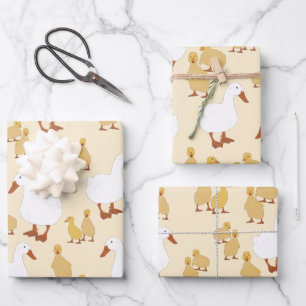 Feuille De Papier Cadeau Mignonne Mère Canard & Bébé Motif de canard