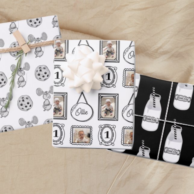 Feuille De Papier Cadeau Milk and Cookies Sweet One Birthday (Créateur téléchargé)