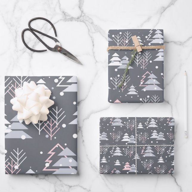 Feuille De Papier Cadeau Minimalist Modern Grey Festive Cute (Recto)