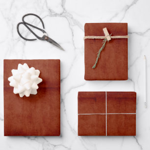 Feuille De Papier Cadeau Minimaliste Marron Terracotta Texture Uni Élégant 