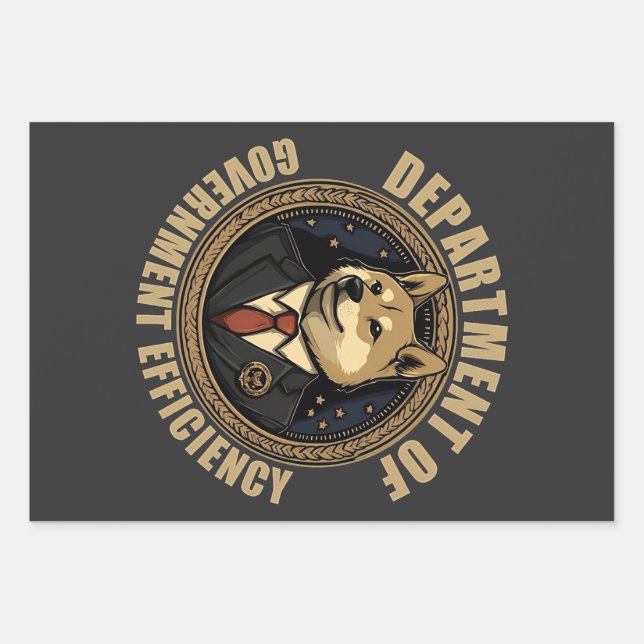 Feuille De Papier Cadeau Ministère De L'Efficacité Gouvernementale Chien De (Devant)