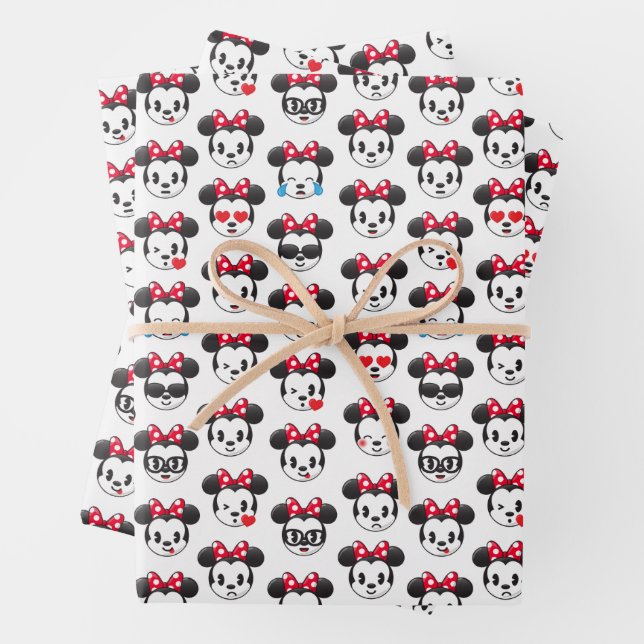 Feuille De Papier Cadeau Minnie branchée | Motif Emoji (En situation)
