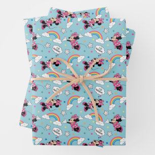 Feuille De Papier Cadeau Minnie   I Love Rainbows Motif