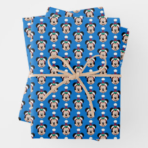 Feuille De Papier Cadeau Minnie Mouse Casquette de Noël mignon