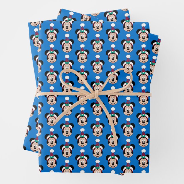Feuille De Papier Cadeau Minnie Mouse | Casquette de Noël mignon (En situation)