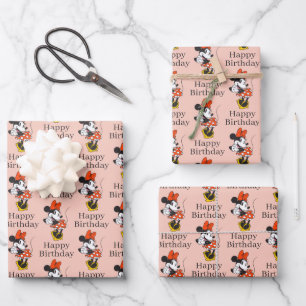Feuille De Papier Cadeau Minnie Mouse Classique Pose les Mains Croisées