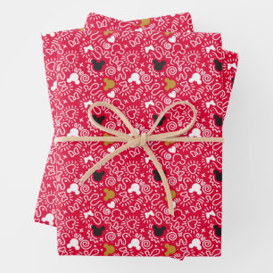 Feuille De Papier Cadeau Minnie Mouse Motif Doodle