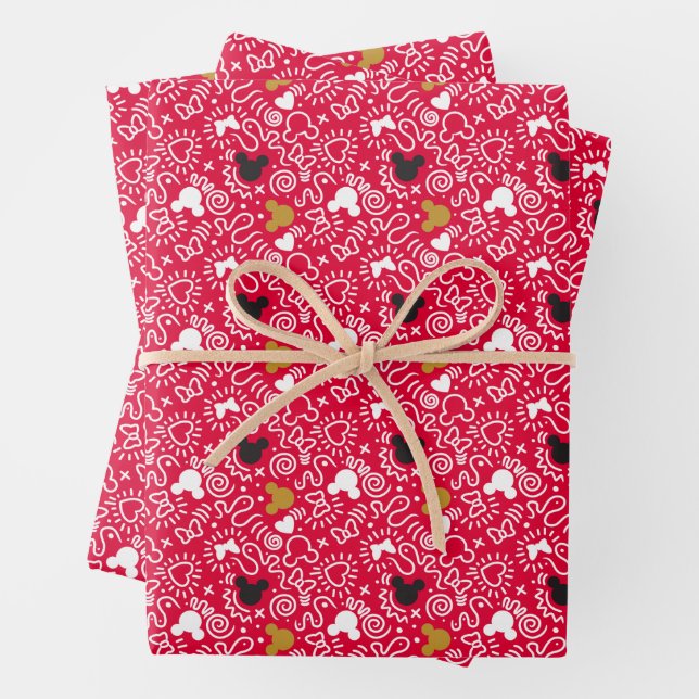 Feuille De Papier Cadeau Minnie Mouse | Motif Doodle (En situation)