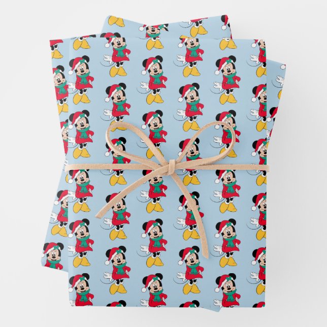 Feuille De Papier Cadeau Minnie Mouse | Tenue hivernale (En situation)