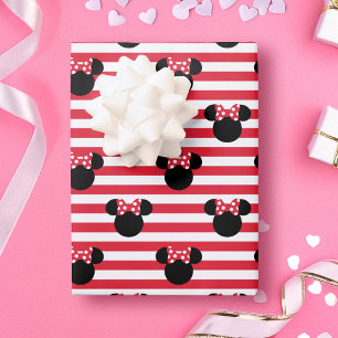 Feuille De Papier Cadeau Minnie   Red & White Stripes Anniversaire