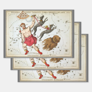 Feuille De Papier Cadeau Miroir d'Urania, carte céleste d'astronomie vintag