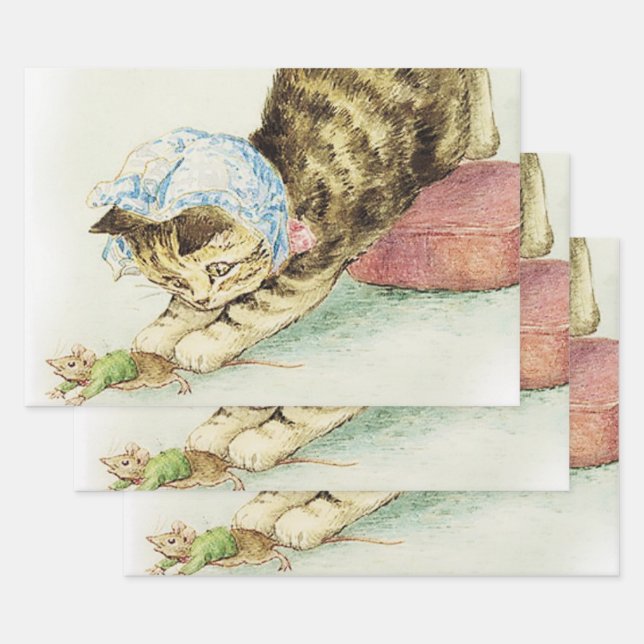 Feuille De Papier Cadeau “Miss Moppet Chases a Mouse” by Beatrix Potter (Lot)