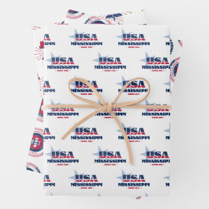 Feuille De Papier Cadeau Mississippi, 50 États, Liberty Bell